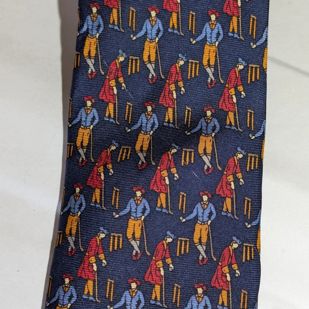 Etro Milano Tie Croquet Novelty Print 100%silk Preppy Luxury Designer